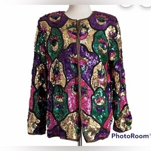 Vintage Rina Z colorful sequin jacket sz M excellent condition
